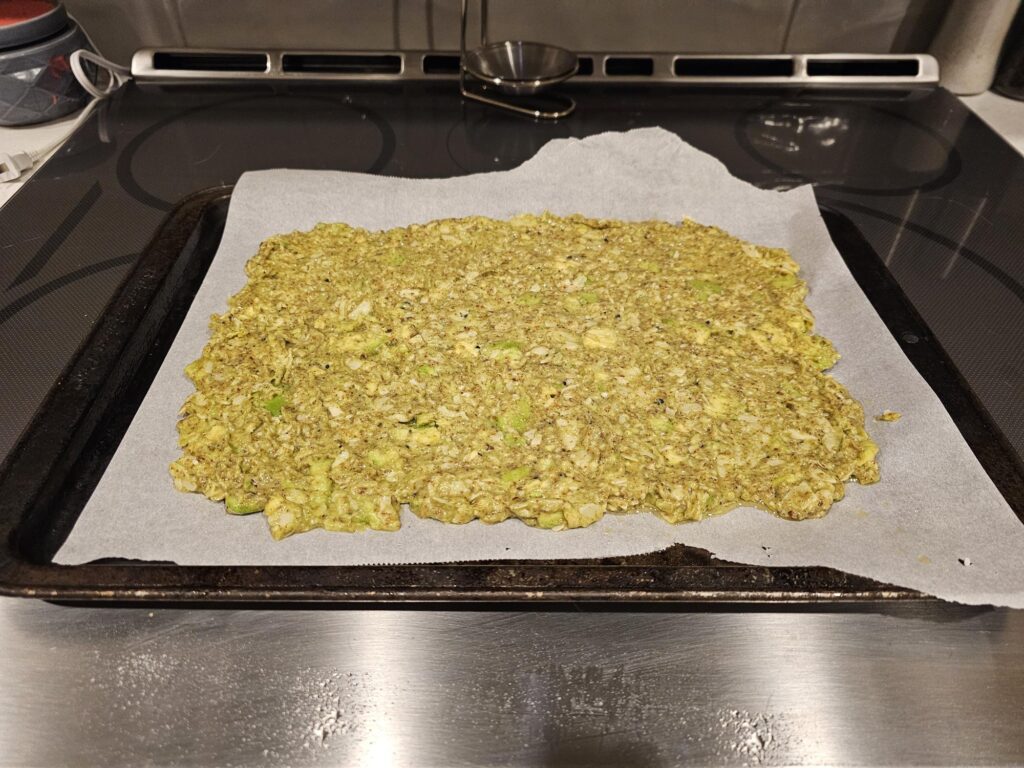 Uncooked Avocado Bread on pan